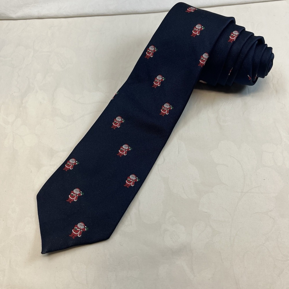 Corporate Textiles Navy Santa Holiday Men's Necktie - 55" X 3"